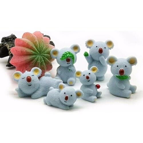 Tree Bear Koala Family Animal Model Craft Gift Bonsai Decor Miniature Home Ornament Fairy Garden Decoration DIY Accessory