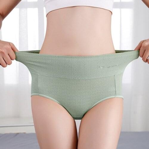 Women Cotton High Waist Underwear Sexy Lace Female Panties Shapewear Abdomen Hips Slimming Calcinha Lingerie Briefs Seamless