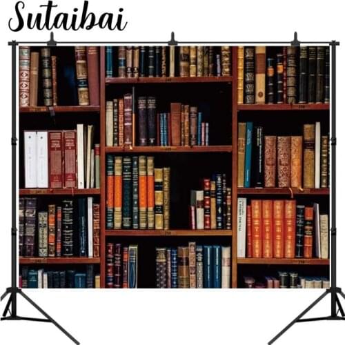 Retro Ancient Bookcase Photography Background Hardcover Bookshelf Book Cabinet Library Literary Education Culture Backdrop