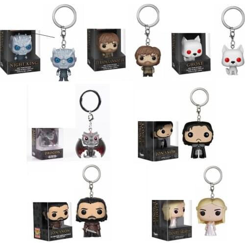 Pop new Game of Thrones Song Of Ice And Fire Jon Snow Daenerys Ghost Night King KeyChain Accessories figure model Collection toy