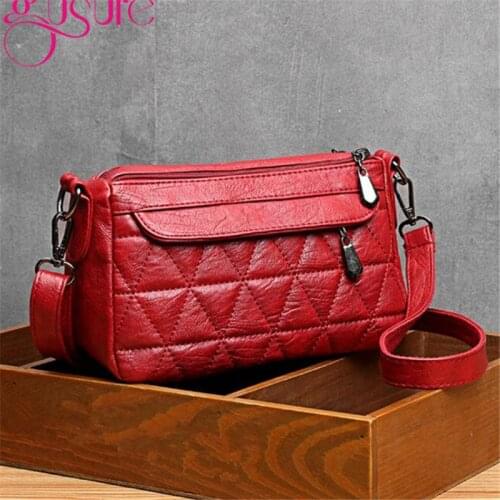 Gusure Textured Leather Crossbody Bags Big Capacity Female Handbags Casual PU Messenger Shoulder Bags Mother Zip Purse