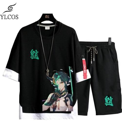 Game Genshin Impact Costumes Xiao Cosplay T-Shirt Halloween Party Game Clothes For Unisex Suit