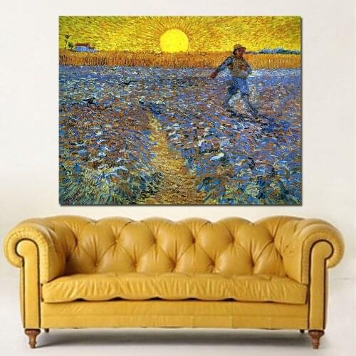 JQHYART Sword With Seting Sun Landscape by Vincent Van Gogh Print Wall Art Decor Oil Painting on Canvas Wall Painting Picture