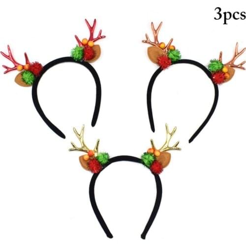 3Pcs/Set Creative Christmas Headband Antler Decor Party Headband Hair Hoop For Kids Dress Up Hair Accessories Party Supplies