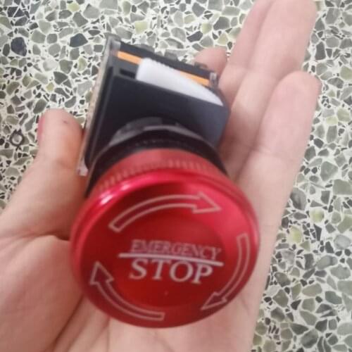 22mm Metal Head Emergency Stop Knob Push Button Switch LA38-11ZS Latching Type