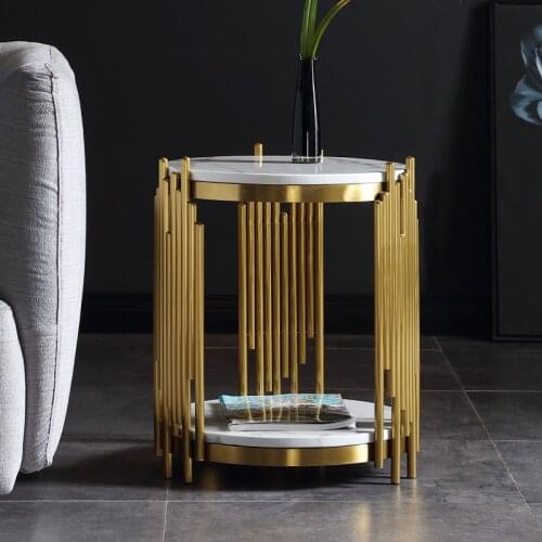 Modern Classic Marble Top Gold Stainless Steel Metal Coffee Side Table