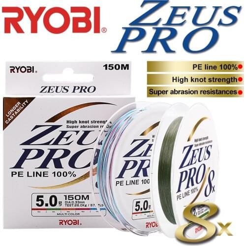 ZEUS PRO Multifilament Fishing Line 8 Strands Braided PE Line 150m Green 0.6#-5.0# 10.6LB-57.2LB Lure Line Smooth Fishing Line