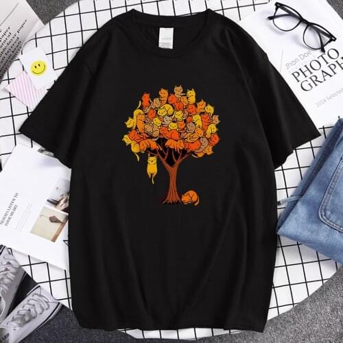 Cat Tree There Are Many Kittens On A Tree Printing mans Tshirts Large Size T Shirt Creative Cool Top Fashion Soft T-shirts Man