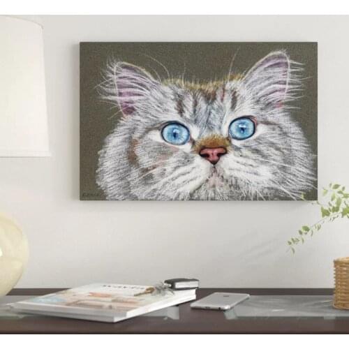 Wall Art Home Decor Canvas Print Painting Modern Poster Blue Eyes Lovely Grey Cat Living Room Modular Pictures No Frame Artwork