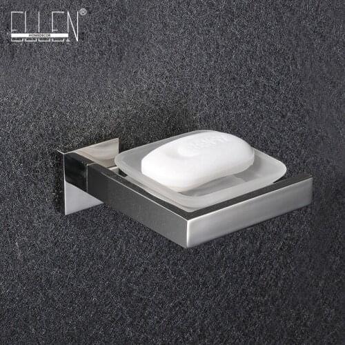 Vidric Free shipping wall mounted soap dish stainless steel holder square glass dish soap box bathroom accessories