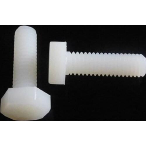 Nylon Hexagon bolt PA66 Nylon hex bolt plastic screw White color Nylon DIN933 M3 M4 M5 M6 M8 M10 M12