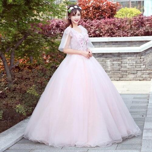 Hosts new performance art test Pengpeng dress colorful wedding dress banquet stage solo costume long female