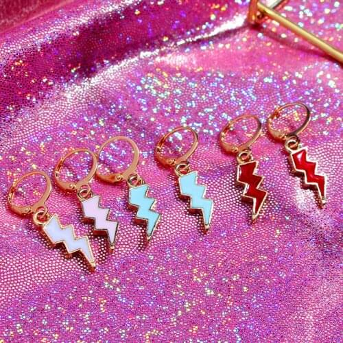 2020 New Fashion Simple Lightning Drop Earrings for Women 5 Colors Cute Small Earrings Creative Design Jewelry Party Gifts