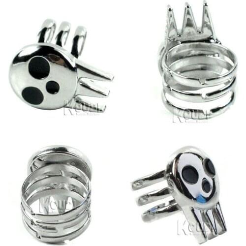 Wholesale 5 Pcs / Soul Eater Ring, Animation Skeleton Logo Rings, Majia ring, Necklace Pendant, Key Chain Pendant for Men Women