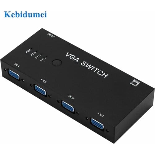 Kebidumei VGA/SVGA Switch Box Selector Adapter 4 Port VGA Manual Sharing Selector Switch Switcher Box 2 Port for PC Monitor