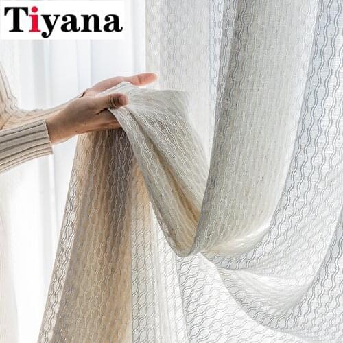 Stripe Tulle Window Curtains For Living Room Bedroom European Style Sheer Voile Curtains Window Treatments Drapes Blinds JK010Z