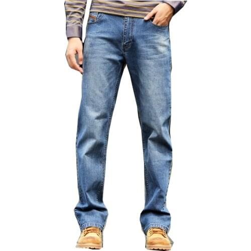 Casual Blue Stretch Straight Waist Loose Jeans Oversized Denim Pants Hip Hop Streetwear Skate Jeans