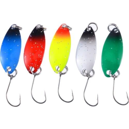 5Pcs 3.3cm/3g Sequin Spoon Fishing Lures Mini Trout Blinker Hard Baits Crankbait Artificial Baits Fishing Tackle Accessories