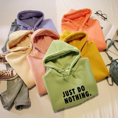 Just Do Nothing Letter Print Hoodies Women Pullovers Autumn Winter Long Sleeve Casual Sweatshirts Female Girl Oversize Tracksuit