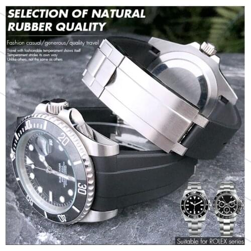 20mm New Style Watch Rubber Strap Adjustable Fold Buckle Watch Band for Rolex Daytona Submariner GMT OYSTERFLEX Role Bracelet