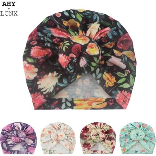 2021 New Indian Knotted Baby Girls Hats Printing Kids Hat Cotton Infant Hat Child Turban Baby Boy Beanie Hats Newborn For 0-4y