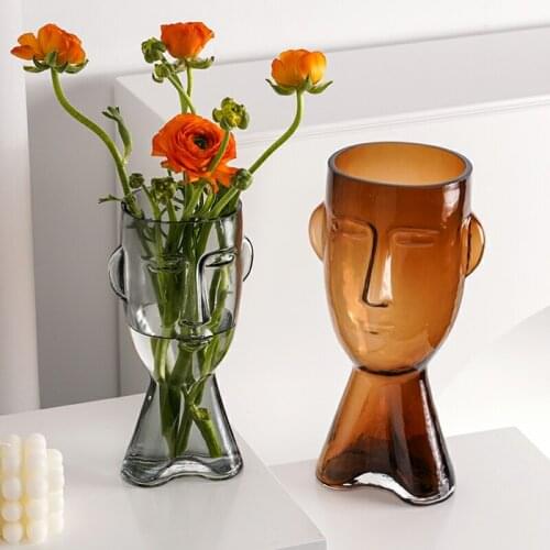 Glass Vase Face Vases Decoration Home Decor Flower Vase Modern Flower Pot Abstract Art Room Decor Living Room Decoration