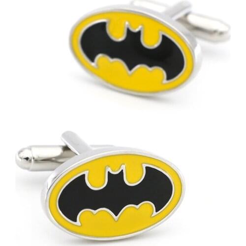 Superheroes Design Bat Cufflinks Quality Brass Material Yellow Color Cuff Links Wholesale & Retail