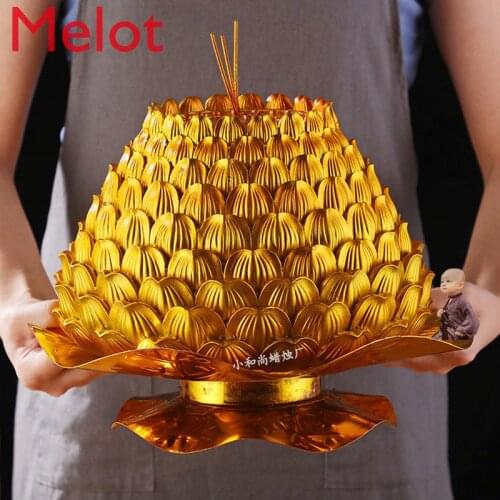Jiupin Golden Lotus Lotus Lamp Candle Lotus Buddha Worshiping Lamp Household Consecrated Supplies Butter Lamp