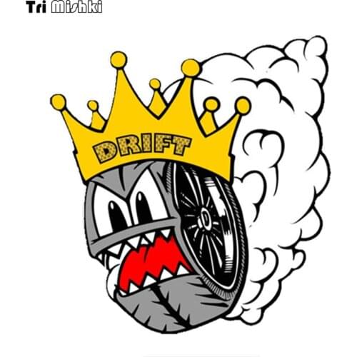 Tri Mishki WCS519# 13x13.5cm drift CROWN tire smoke Dust colorful car sticker funny auto automobile car stickers