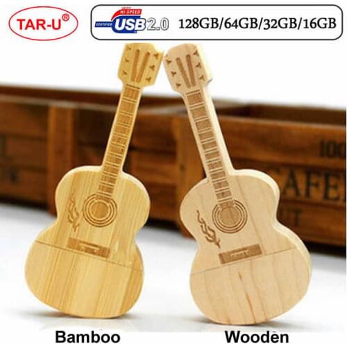 Real Wood USB Flash Drive 256GB USB 2.0 Pen Drive 8GB 16GB 32GB 64GB Pendrive Wooden Memory Disk Guitar drive USB Stick Gift