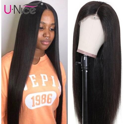 Unice Hair 13x4/6 Straight Lace Front Human Hair Wigs With Baby Hair Swiss Lace Frontal Wig Pre Plucked Peruvian Remy Hair Wig