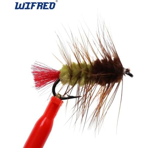 Wifreo 6PCS #10 Wooly Worm Nymph Flies Trout Fly Fishing Lure Bait Insect Bait for Panfish Bluegills Sunfish Perch Bass Fishing