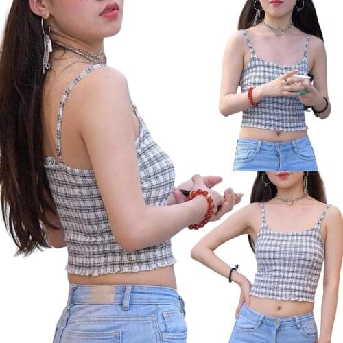 Women Fashion Plaid Tank Top Ladies Female Stylish Sleeveless Tops for Shopping Daily Wear