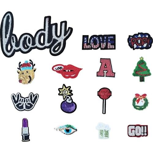 Christmas tree badge decoration childrens jeans jacket sequin embroidery DIY clothing craft supplies accessories 1PCS for sale