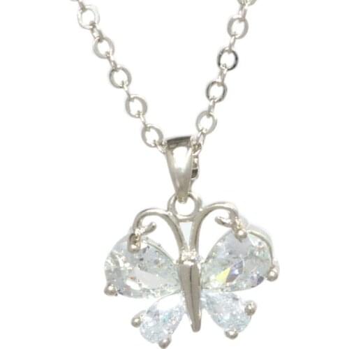 1PCS High Quality Crystal Sexy Necklaces Charm Jewelry Butterfly Pendant Fashion Copper Necklace For Women Party Gift