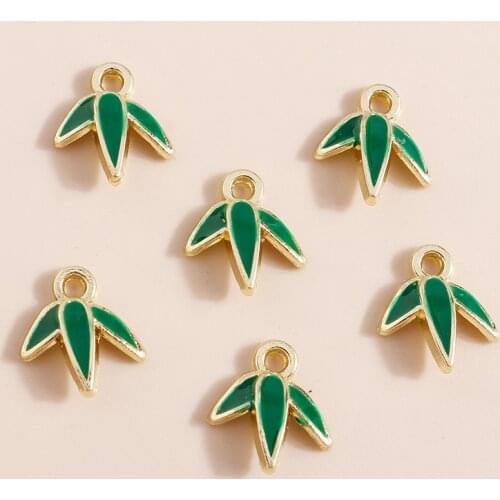 10pcs 10*11mm Funny Bamboo Leaves Charms Pendants Necklaces Earrings Making Accessories Plant Leaves Charms Diy Jewelry Making