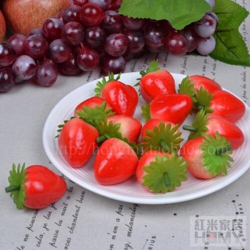 100pcs/lot 35mm High Simulation Fruit Strawberry Photography Teaching Props Fake Home Restaurant Decorations DIY 004001011