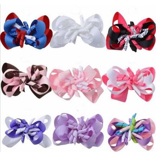 100pcs girl Xmas Layered curly ribbon Korker Hair Bow clips Boutique M2MG corker Hair bands Hairclips Headwear accessories PD015