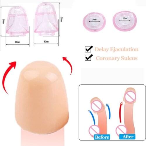 2PCS Penis Sleeve Reusable Glans Condom Foreskin Cock Penian Cover Rings Sex Toys for Men Erotic Sexulaes Masturbators Sexohop