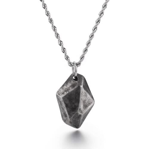 316 Stainless Steel Pendant Wishing Stone Pendant Titanium Steel Female Necklace Couple Lucky Sansheng Stone Jewelry