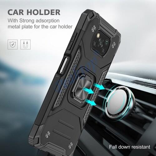 Armor Shockproof Case for POCO X3 Pro X 3 NFC Luxury Military Protection Bumper Defender Magnet Car Holder Ring Case Cover