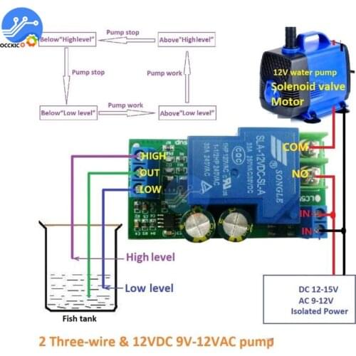 30A High Power 12V Water Level Automatic Controller Liquid Sensor Switch Solenoid Valve Motor Pump Automatic Control Relay Board