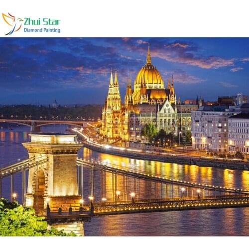 Zhui Star 5D DIY full Square drill Diamond drawing Cross stitch City Night Rhinestone Diamond embroidery Mosaic decor gift