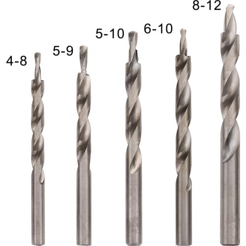 4-8/5-9/5-10/6-10/8-12mm Twist Step Drill Bit For Woodworking Manual Pocket Hole Drill Bits Tool Accessories