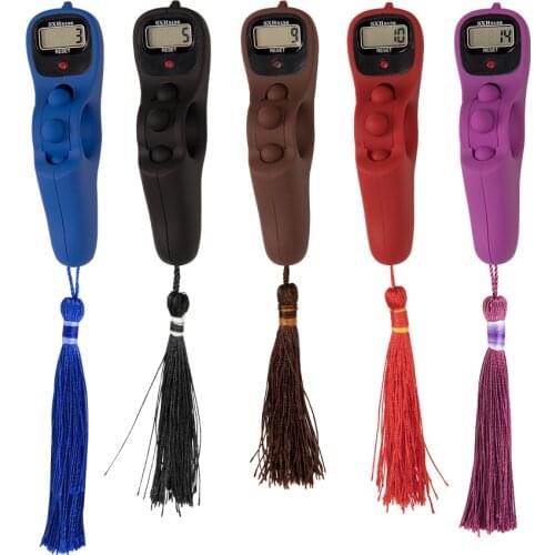 Wood Grain LCD Digital Electronic Rosary Beads Tally Counter Tassel Finger Game Toy Decompression Relax Tool for Muslim Prayer