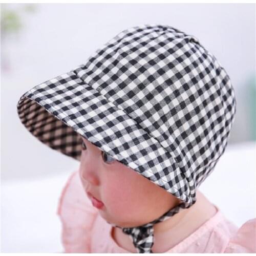 Baby Cotton Hats Girl Boy Kids Beanies Newborn Plaid Cap Toddler Adjustable Sun Hat Outdoor Headwear Indian Cap Hair Accessories
