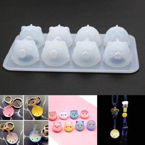 DIY Crystal Epoxy Silicone Mold 8 with Little Chicken and Bear Pendant to make mirror pendant