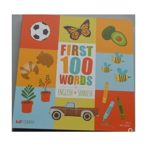 Parent Child Kids Spanish English Book Carhildhood Early Education Simple Knowledge Cute Picture Cardboard Book Age 0 - 3