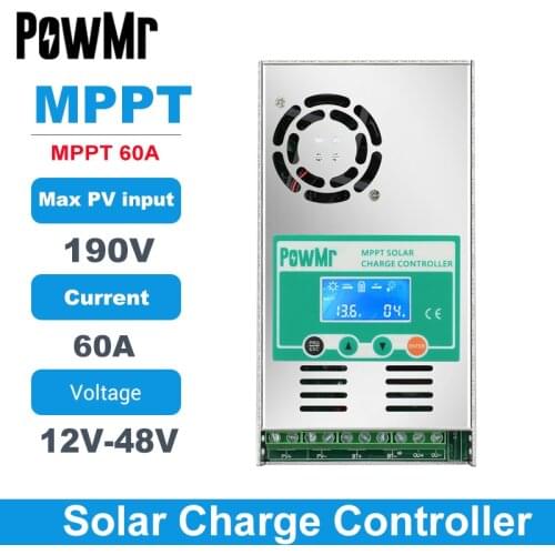MPPT 60A Solar Charge Controller 12V 24V 36V 48V Auto Solar Panel Battery Charge Regulator LCD Display Charger and Discharger