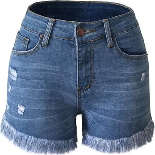 Quanss 2021 Summer Denim Shorts Women Fashion Hole Tassel Short Jeans Female High Waist Hot Pants Skinny Mini Hotpants